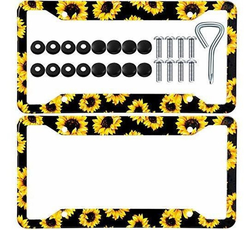 Marco - Bbto 2 Pieces Sunflower Themed License Plate Cover A