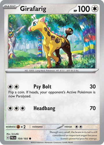 Girafarig 154/193  Pokemon Card Paldea Evolved