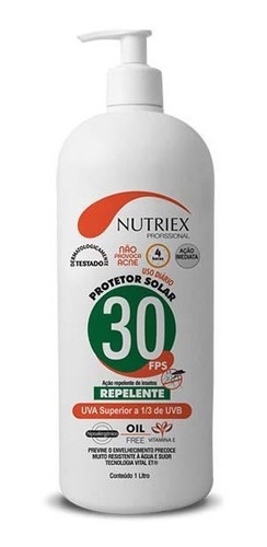 Imagem 1 de 2 de Protetor Bloqueador Solar C/ Repelente Fps30 1 Litro Nutriex
