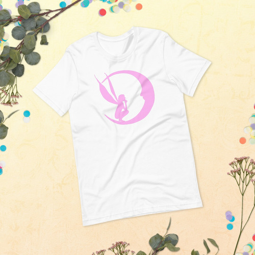 Playera Algodón Hada Mágica En Luna Rosa. Fantasía Regalo