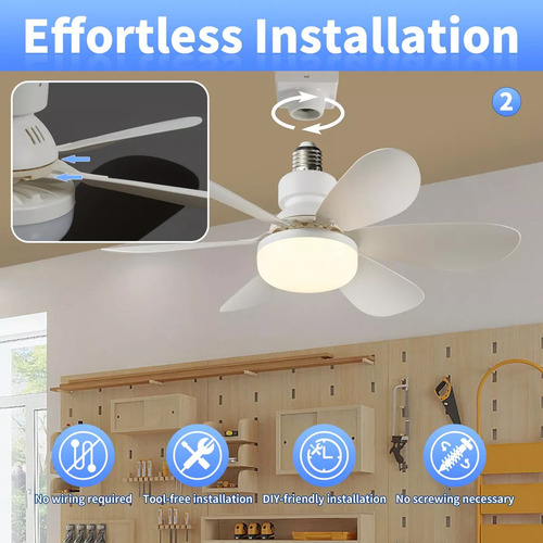 Ventilador Con Enchufe De Luz De 20,5 Pulgadas Con Control Y