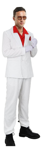 Disfraz De Tony Montana Para Hombre, Traje Blanco De Camisa,