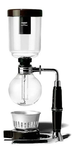 Cafeteira Hario Technica TCA-5 semi automática preta e aço inoxidável sifão