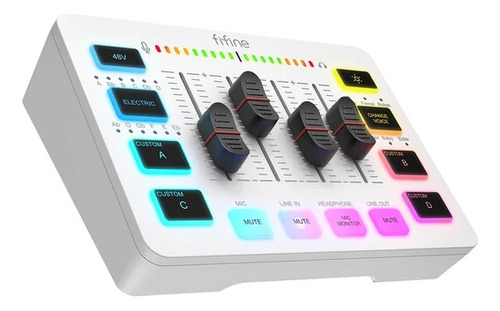 Gaming Mixer Mezcladora Audio Fifine Sc3 Blanco Ampligame