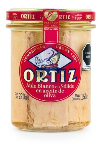 Atún Blanco Ortiz El Velero En Aceite De Oliva Sólido 220g