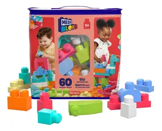 Mega Bloks Juguete de Construcción Bolsa de 60 piezas color rojo para niños de 1 año en adelante