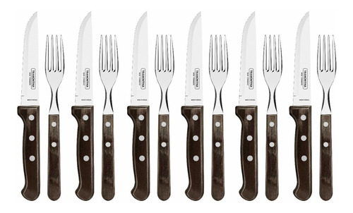 Imagem 3 de 8 de Faqueiro Para Churrasco Inox Tramontina 12 Pç Polywood Cas