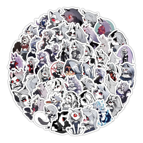 Set 100 Pz Stikers Helluva Boss Loona Wolf