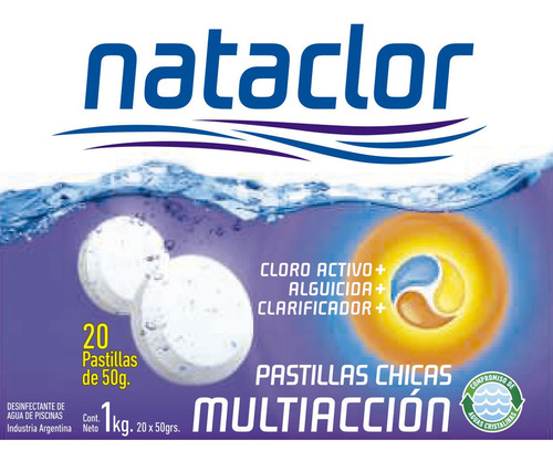 Imagen 2 de 4 de Pastillas De Cloro Multiacción Piletas De Lona 1 Kilo Natacl
