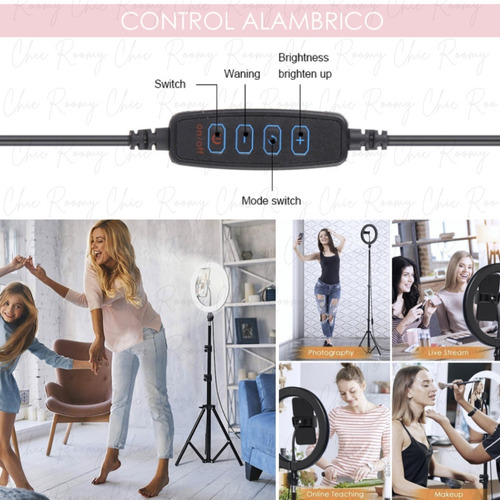 Aro Luz Led 30 Cm Soporte Tripie 2.10 Mt Lampara Maquillaje