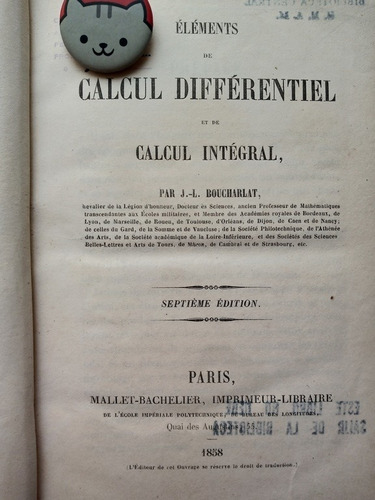 Calcul Différentiel Et De Calcul Intégral Boucharlat 116a9