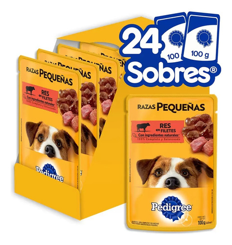  Alimento Para Perros Adultos Razas Pequeñas, Res 100gr/24pz