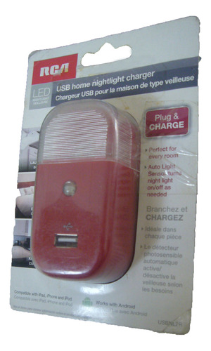 Cargador Usb Para El Hogar, Con Luz Nocturna Tipo Led.