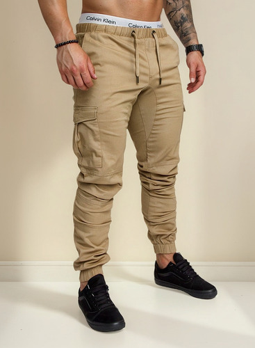 Pantalones Algodón Elástica Hombre Cargo Múltiples Bolsillos