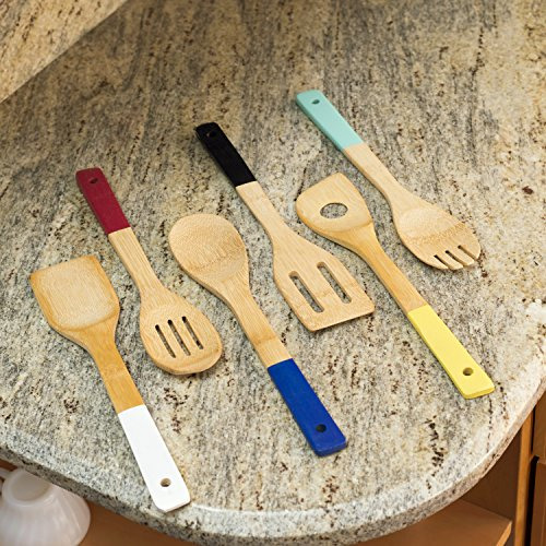 Set De Utensilios De Cocina De Bambú Home Basics Con Mangos