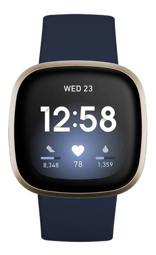 Smartwatch Fitbit Versa 3 1.58" caja de  aluminio anodizado  soft gold aluminum, malla  midnight de  elastómero y aluminio anodizado FB511