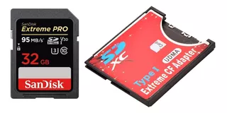 Memoria Compact Flash 32gb Sd Sdhc + Adaptador