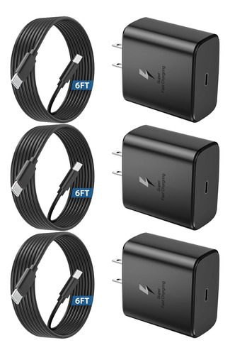 Cargador Usb C Samsung 45 W Paquete De 3 Galaxy S24 S23 S22 Color