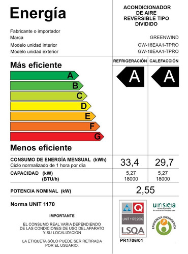 Imagen 8 de 9 de Aire Acondicionado Greenwind T- Pro Inverter 18000 Btu