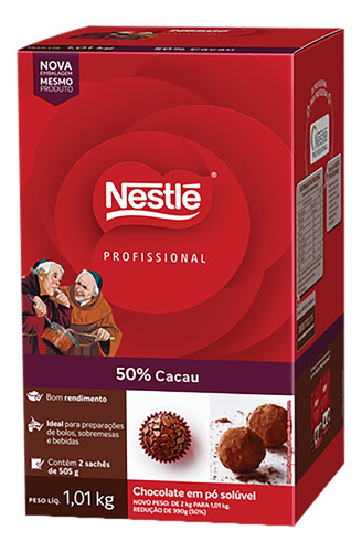 Chocolate solúvel 50% cacau profissional Nestlé sem glúten caixa 0.5 kg 2 u