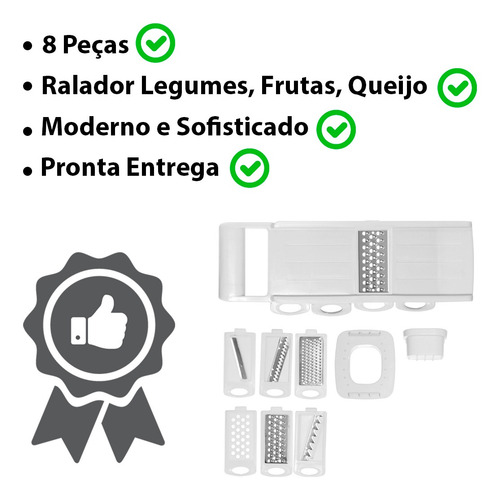 Imagem 4 de 6 de Ralador Cortador Legumes Manual 8 Peças Original 123útil