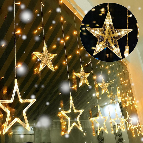 Luces Led Tipo Cortina Con Forma De Estrella Y Luna Para Ven