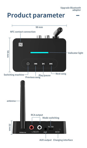 Adaptador De Áudio 5.1 Com Controle Remoto De Microfone Nfc