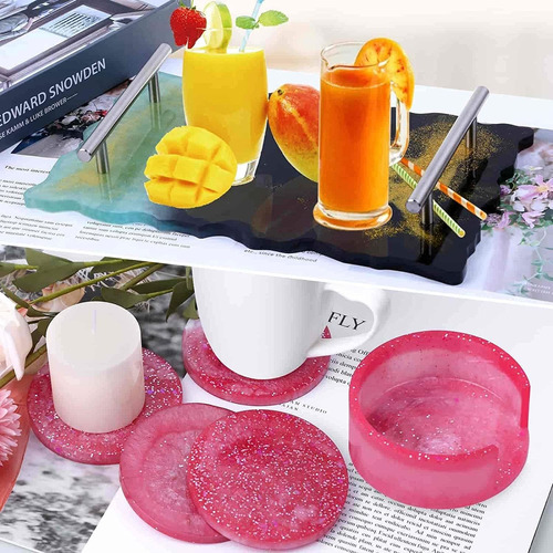 Posavasos Y Bandeja Moldes Resina Silicona Bandejas Moldes