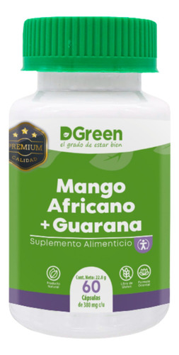 Mango Africano + Guaraná Dgreen 60 Cápsulas De 580 Mg Sabor Sin Sabor