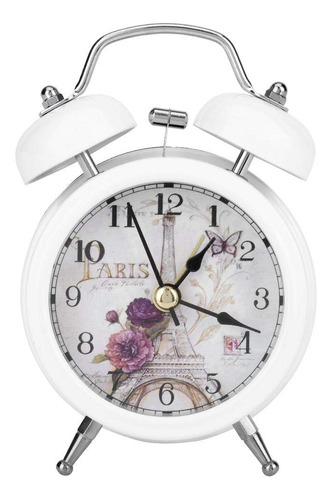 Reloj Despertador Metal Mini Digital Luz Campana Para Blanco