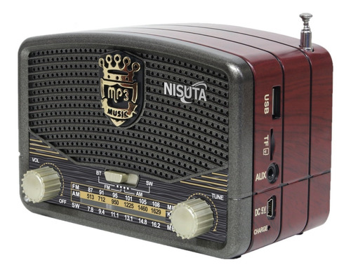 Parlante Radio Bluetooth Portátil Nisuta Recargable Vintage