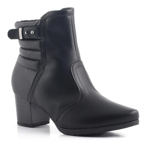 Bota Piccadilly Negra Con Taco Y Acolchado Atrás Art.331010
