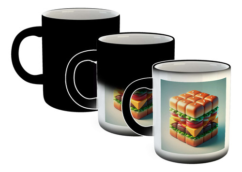 Taza Magica Hamburguesa Burger Arte Para Bar Food M2