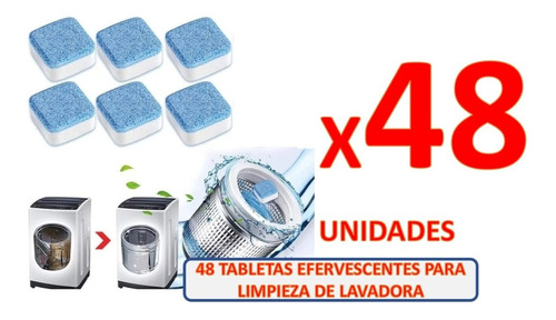 Imagen 1 de 8 de Pastillas Efervescentes Para Limpieza De Lavadora X48 Unid