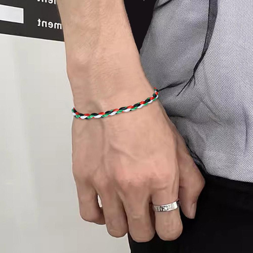 Pulsera Tejida Palestina Hecha A Mano Con Cuerda Ajustable