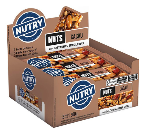 Barra De Nuts Nutry Sabor Cacau 12 Un Caixa 300g