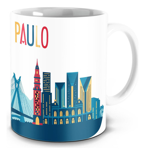 Caneca Da Cidade De São Paulo Brasil - Lembrança De Viagem Cor Branco São Paulo Cidade
