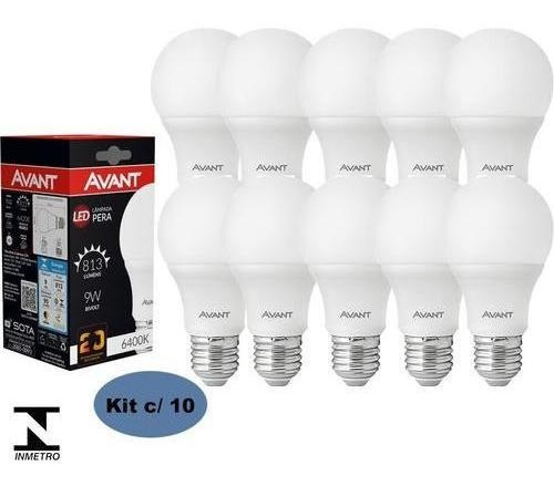 Kit 10 Lampada Bulbo 9w Branco Frio E27 Bivolt Casa Comércio