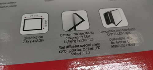 Imagen 4 de 5 de Difusor Suave Para Lámparas Led Lykos Manfrotto Mlsboxl