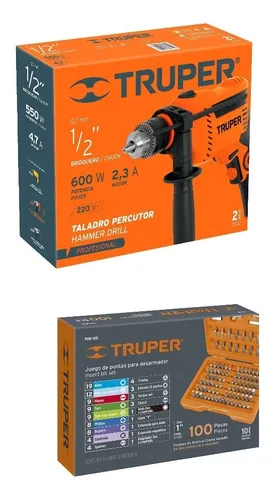 Combo Taladro 1/2 Profesional 600w + Juego 100 Puntas