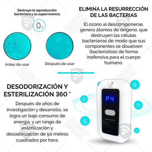 Imagen 7 de 10 de Generador Ozono Purificador Aire Sanitizante Desinfecta Casa