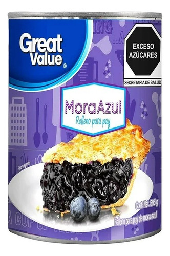 Relleno Para Pay Great Value De Mora Azul 595g ( 2 Latas)