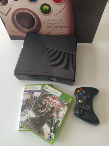 Xbox 360 Slim Sin Disco Duro + Joystick + 2 Juegos + Fuente