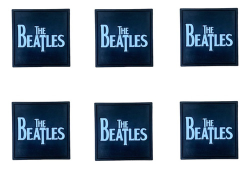 6 Porta Copos The Beatles Flexível Kit Decoração Presente Cor Preto