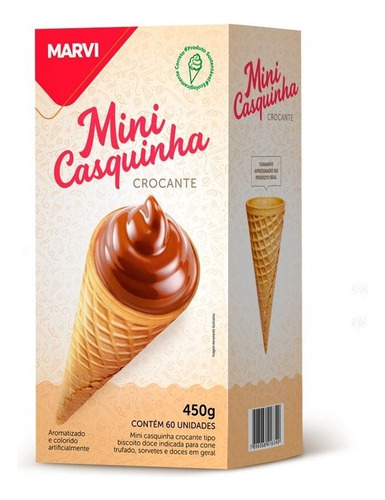 Mini Casquinha Sorvete Crocante 60 Uni Cx 450g