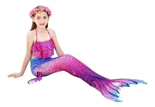 Conjunto De Cola De Sirena Con Bikini Monoaleta For Niños