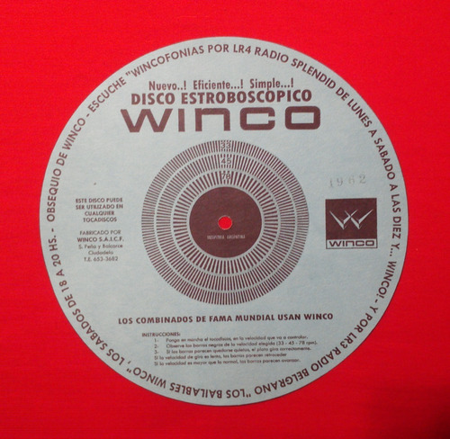 Antiguo Disco Estroboscopio Para Tocadisco Winco Rca Zenith