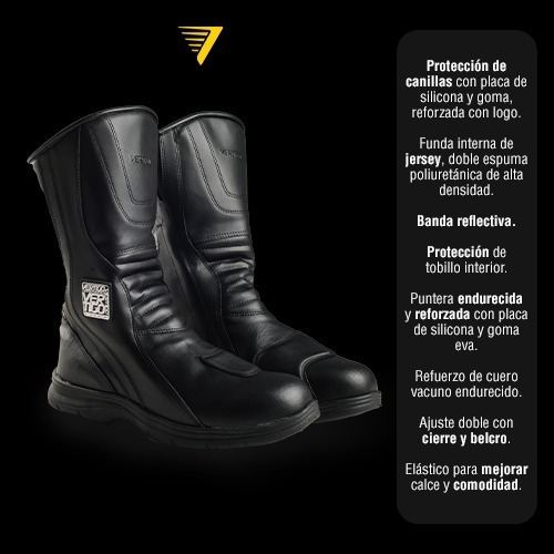 Imagen 4 de 7 de Botas Moto Touring Altas Cuero Sintético Vértigo. Tienda Of