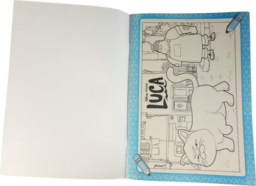 Libro Para Colorear Luca + Cartas Y Tazos Recortables