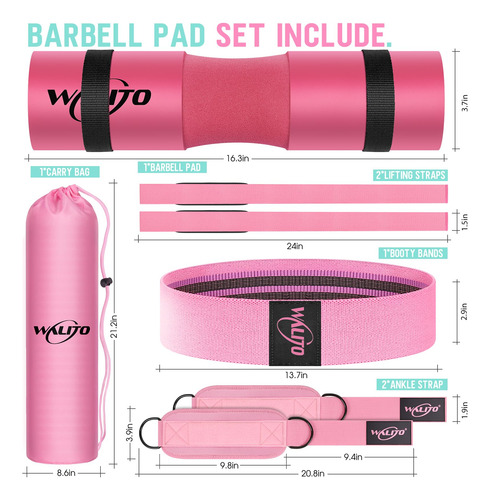 Set De 8 Pads Para Barbell Walito Hip Thrust Y Squat Rosado